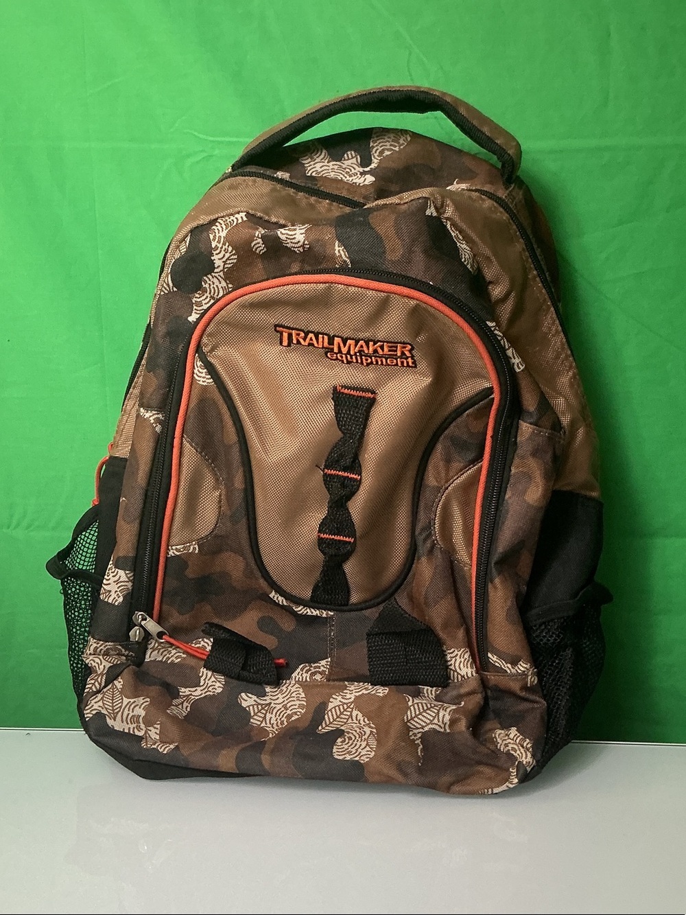 Trailmaker Equipment Camo Backpack Brown Tan Camouflage Travel School Bag 17"